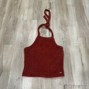 Hollister Knit Burnt Orange Cropped Halter‎ Top Small